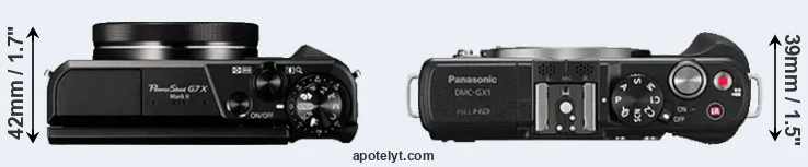 Compare G7X Mark II versus GX1 top