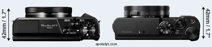 Compare G7X Mark II versus LX15 top