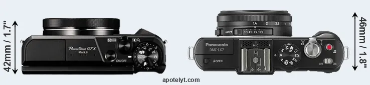 Compare G7X Mark II versus LX7 top