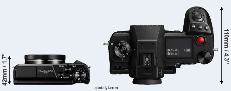 Compare G7X Mark II versus S1H top