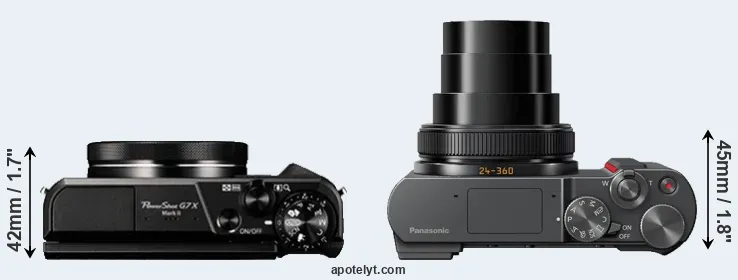 Compare G7X Mark II versus TZ200 top