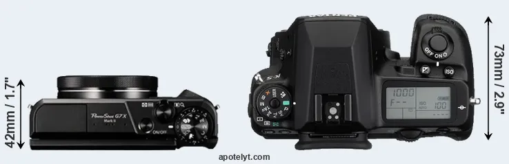 Compare G7X Mark II versus K-5 top