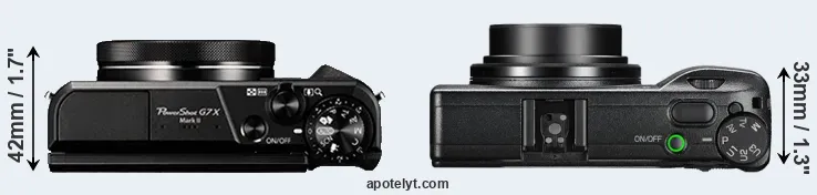 Compare G7X Mark II versus GR III top