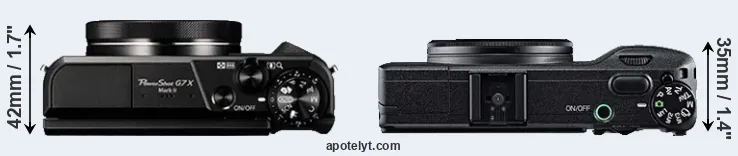 Compare G7X Mark II versus GR top