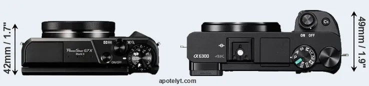Compare G7X Mark II versus A6300 top
