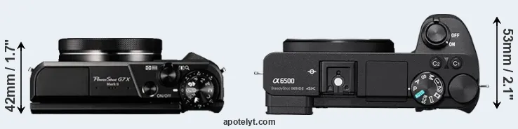 Compare G7X Mark II versus A6500 top