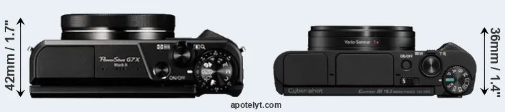Compare G7X Mark II versus HX95 top