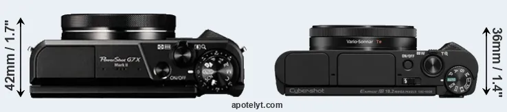 Compare G7X Mark II versus HX99 top