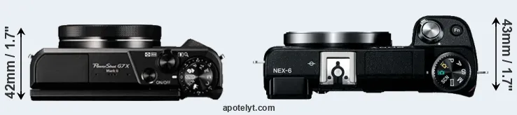 Compare G7X Mark II versus NEX-6 top