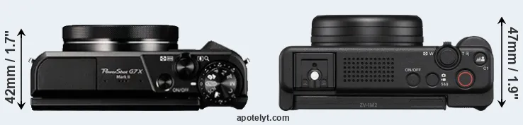 Compare G7X Mark II versus ZV-1 II top
