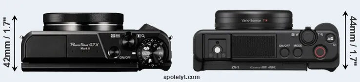 Compare G7X Mark II versus ZV-1 top