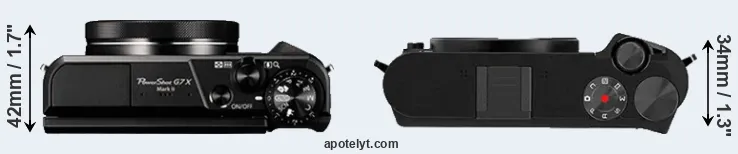 Compare G7X Mark II versus M1 top