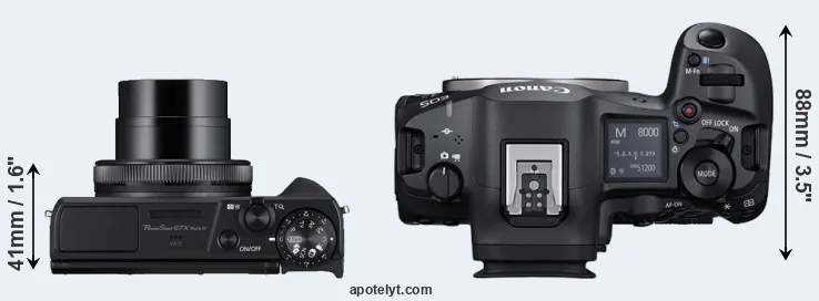 Compare G7X Mark III versus R5 Mark II top