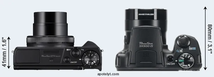 Compare G7X Mark III versus SX500 top
