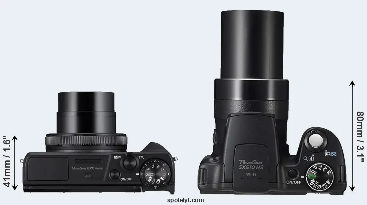 Compare G7X Mark III versus SX510 top