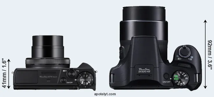 Compare G7X Mark III versus SX520 top