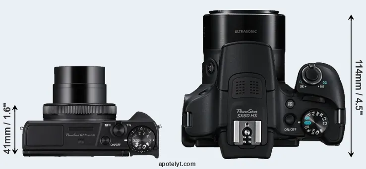 Compare G7X Mark III versus SX60 top