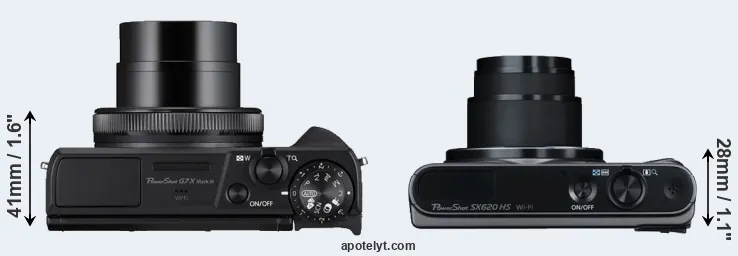 Compare G7X Mark III versus SX620 top