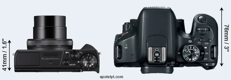 Compare G7X Mark III versus T7i top