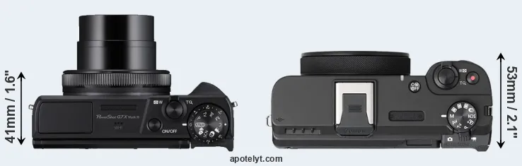Compare G7X Mark III versus V1 top