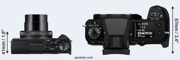 Compare G7X Mark III versus GFX 100S II top