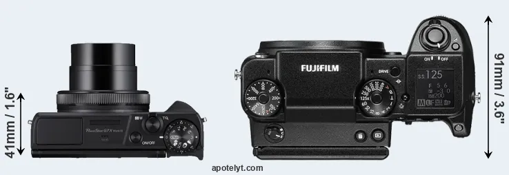 Compare G7X Mark III versus GFX 50S top