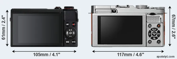 Comparison G7X Mark III or X-A2 rear