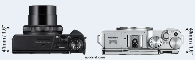 Compare G7X Mark III versus X-A2 top