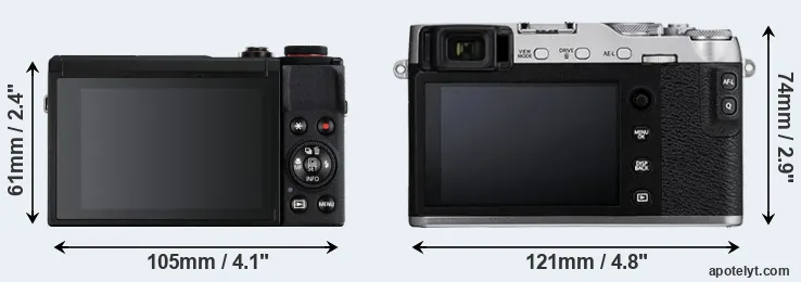 Comparison G7X Mark III or X-E3 rear