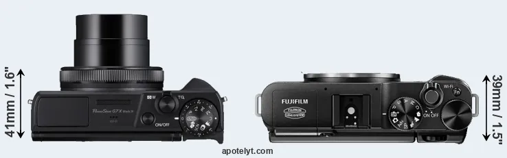 Compare G7X Mark III versus X-M1 top