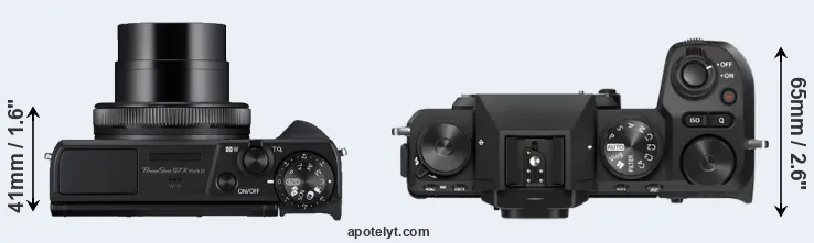 Compare G7X Mark III versus X-S20 top