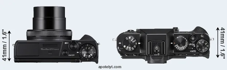 Compare G7X Mark III versus X-T20 top
