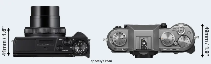 Compare G7X Mark III versus X-T50 top