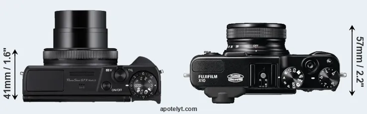 Compare G7X Mark III versus X10 top