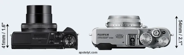 Compare G7X Mark III versus X100 top