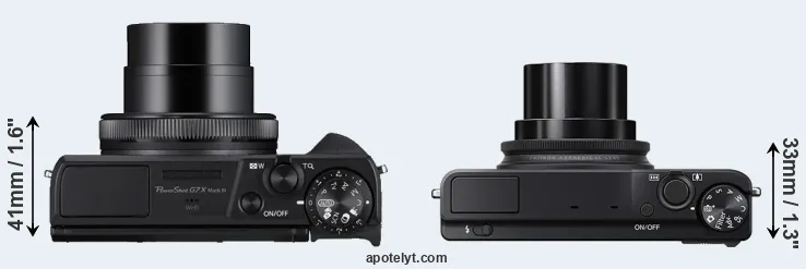 Compare G7X Mark III versus XQ2 top