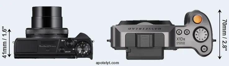 Compare G7X Mark III versus X1D II top