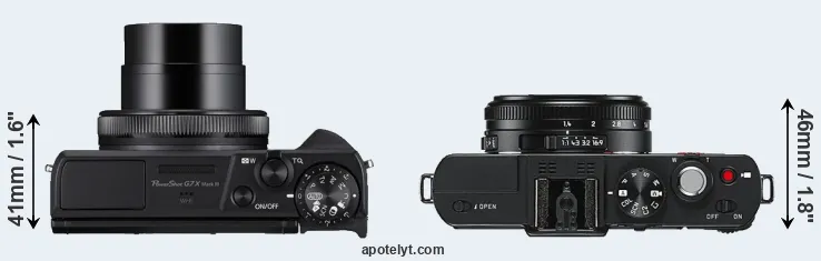 Compare G7X Mark III versus D-LUX 6 top