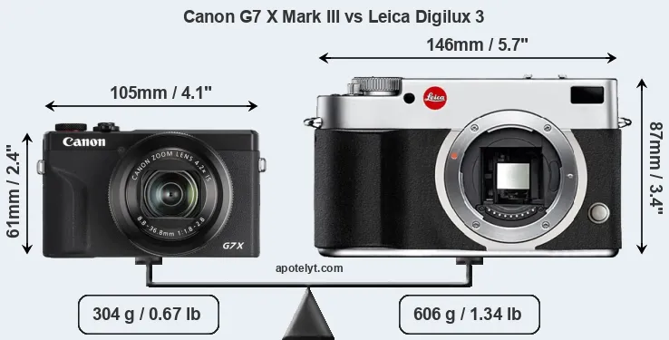 Size Canon G7 X Mark III vs Leica Digilux 3