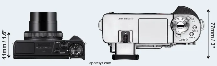 Compare G7X Mark III versus Digilux 3 top
