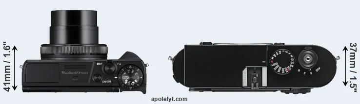 Compare G7X Mark III versus M9 top