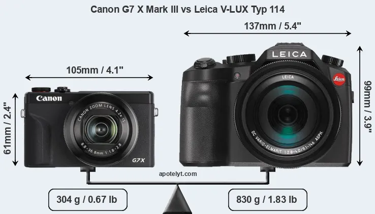 Size Canon G7 X Mark III vs Leica V-LUX Typ 114