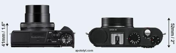 Compare G7X Mark III versus X2 top