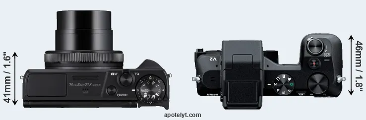 Compare G7X Mark III versus V2 top