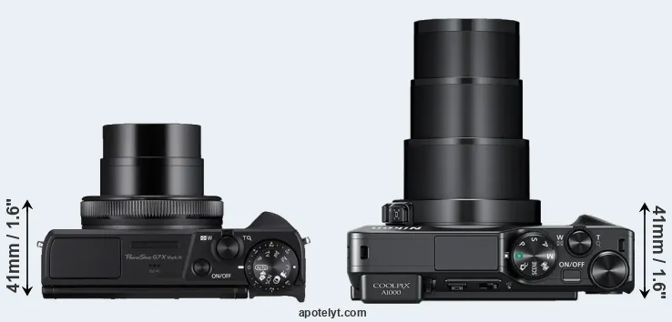 Compare G7X Mark III versus A1000 top