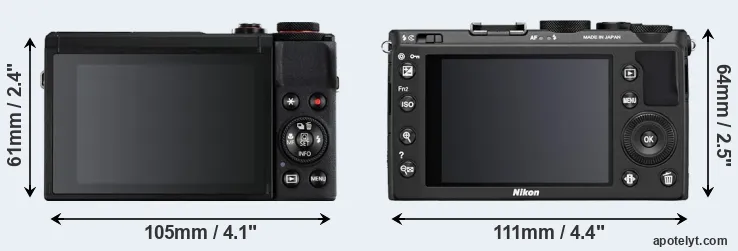 Comparison G7X Mark III or Coolpix A rear
