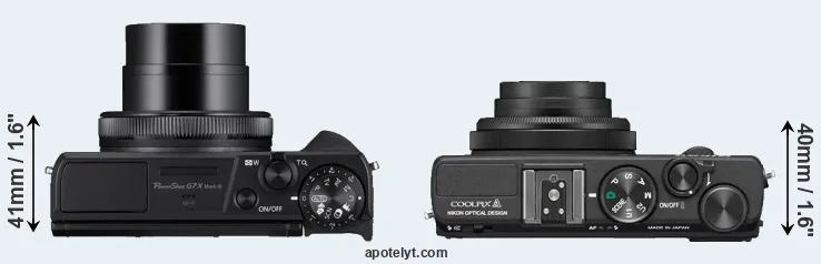 Compare G7X Mark III versus Coolpix A top