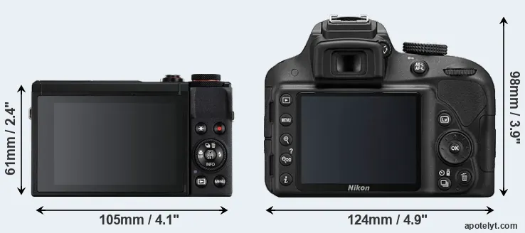 Comparison G7X Mark III or D3300 rear