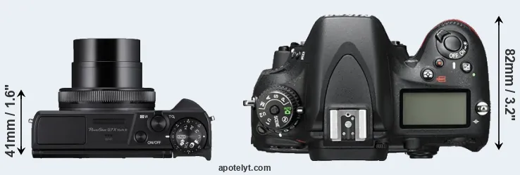 Compare G7X Mark III versus D600 top