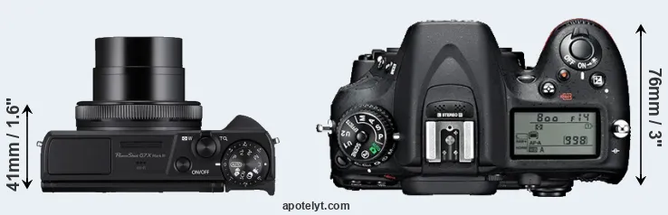 Compare G7X Mark III versus D7100 top